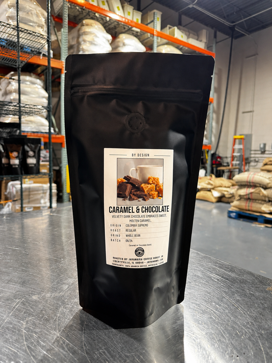 Custom designed coffee bag at our roastery